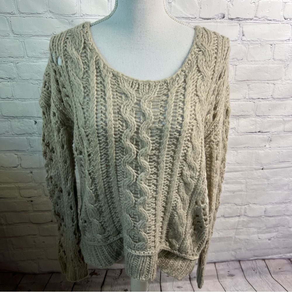 Free People Mohair Cable Knit Sweater Medium
